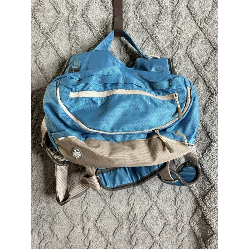 Arcadia Trail Ultimate Backpack Dog Harness Size Medium Teal Blue W/ Side Bags